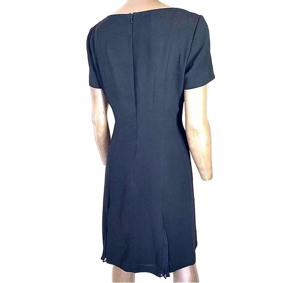 Liz Claiborne Vintage 90s Casual Chiffon Short Sleeves Shift Dress Size 8 Black - Picture 2 of 10
